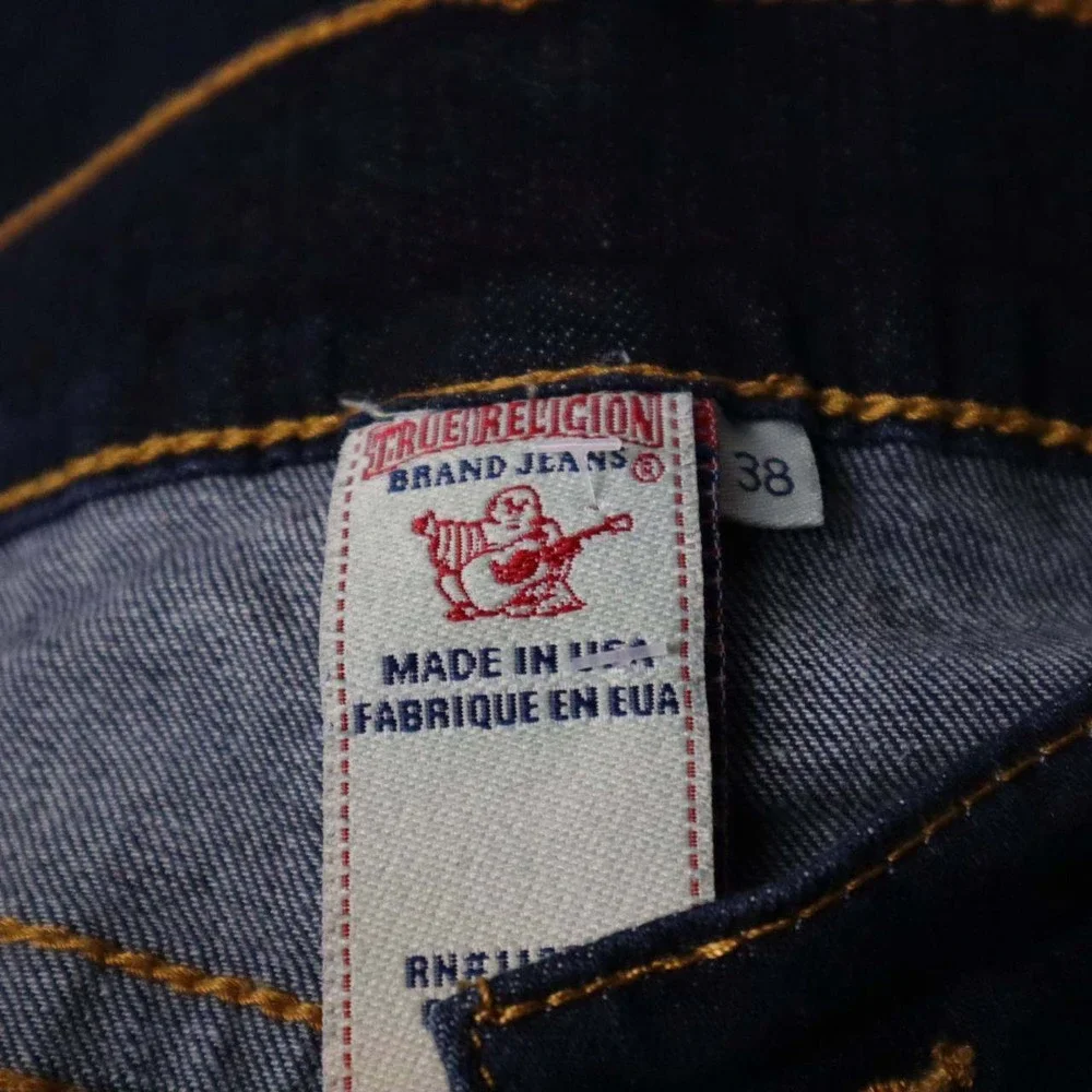 True Religion Vinny Jeans Mens 38 Indigo Blue Slim Straight Made in USA Stretch - Picture 4 of 8